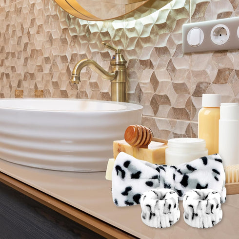 Skincare Spa Headband and 2 Wristband Sets for Face Wash, Soft Wrist Towels to Prevent Water Spills, Beauty & Personal Care Sweat Bands & Head Ban...