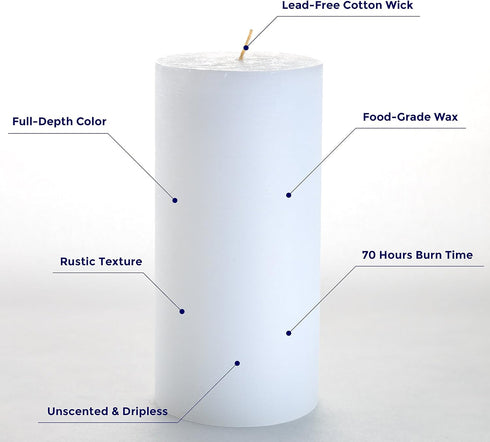 Melt Candle Pillar Candles, 3 Pack - Unscented Candles for Home, Church, Weddings, & More - 3" x 6", White...