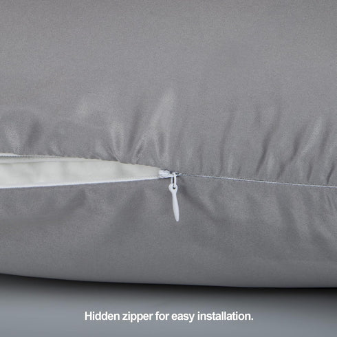 FLXXIE 2 Pack Zipped Satin Queen Pillowcases for Hair and Skin, Silky and Super Soft (20"x30") Zippered Satin Pillow Cases, Dark Grey, 20x30 Inche...