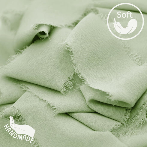 DORIS HOME 3 Rolls 2"x7Yd Fringe Chiffon Ribbon for Flower Bouquet, Handmade Sage Green Ribbon for Gift Wrapping, Frayed Edge Ribbon for Crafts, D...