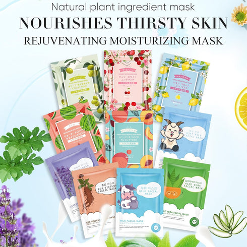 Facial Mask 20 Sheet Face Mask Collagen Face Mask Facial Masks for Women Skin Care Hydrating Collagen Essence Face Mask...