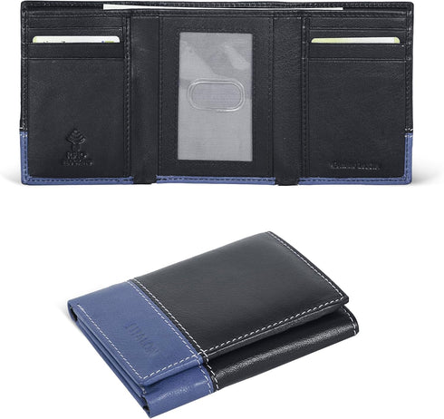 ESTALON Leather Trifold Wallet For Men - RFID Blocking - 6 Card Slots, 2 Slip Pockets & 1 Front ID Window - Minimalist Design, Slim Wallet...