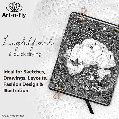 Art-n-Fly Ultra Fine Tip Micro Pen 003 - Black Ink Fineliner Pens | Waterproof, No Bleed & Quick-Dry Fine Point Pens with Japanese Archival Pigmen...