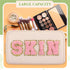 Sanwuta 4 Pcs Chenille Bag Preppy Patch Makeup Bag Cosmetic Bag Chenille Letters Toiletry Bag PU Leather Waterproof Portable Pouch Travel Organize...