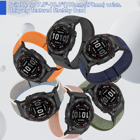 2 Pack 22mm Band Stretchy Nylon Compatible with Garmin Fenix 7/7 Pro/6/6 Pro/5/5 Plus/Instinct/Instinct 2 Solar/Forerunner 965/955/945/935/745/App...