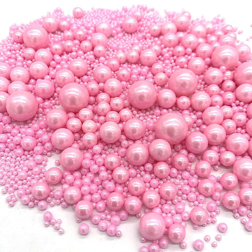 Weraru Edible Pink Pearl Sugar Sprinkles Candy Mixing Size Baking Edible Cake Decorations Cupcake Toppers Cookie Decorating Celebrations Wedding S...