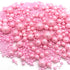 Weraru Edible Pink Pearl Sugar Sprinkles Candy Mixing Size Baking Edible Cake Decorations Cupcake Toppers Cookie Decorating Celebrations Wedding S...