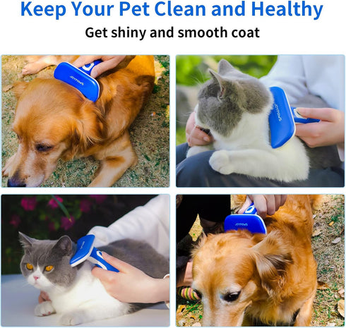 Upgraded Pet Self Cleaning Curved Deshedding Tool, Effectively Reduces Shedding by Up to 95%, Professional Grooming Brush for Small or Medium Dogs...