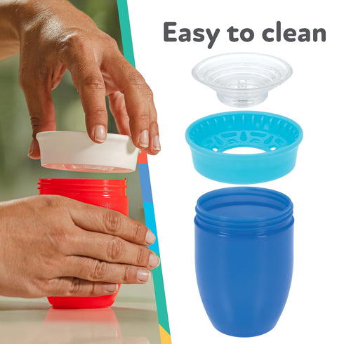 Nuby Wonder Cup with 360 Smart Edge Silicone Rim - (3-Pack) 7 oz - Green/Red/Blue...