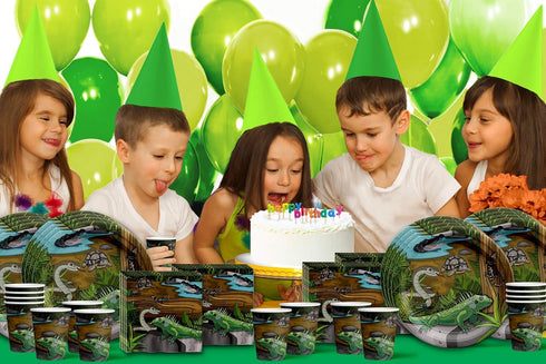 Reptile Lizard Snake Birthday Party Supplies Set Plates Napkins Cups Tableware Kit for 16...