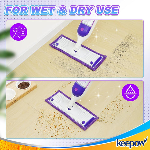 KEEPOW Reusable Power Mop Refill Pads for Swiffer Power Mop, Powermop Mopping Pad Refills for Wood Floor Cleaning, Machine Washable Microfiber Mop...
