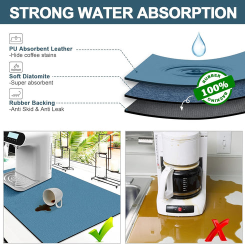 Dish Drying Mats for Kitchen Counter Coffee Mat Under Sink Mats for Kitchen Waterproof Dish Mat Drying Kitchen Mat Bar Mats for Countertop Coffee ...