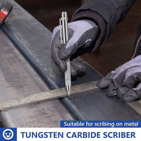 Hiboom 2 Pack Carpenters Pencil with 12 Refills and 2 Pack Tungsten Carbide Scriber with Extra 12 Replacement Marking Tip, Carpenter Woodworking A...