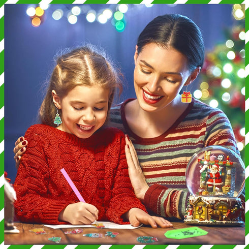 Remuuly 12 Pairs Christmas Diamond Painting Earrings Making Kit 5d DIY Dangle Drop Diamond Art Earrings Ornament Christmas Tree Santa Snowflake Sn...