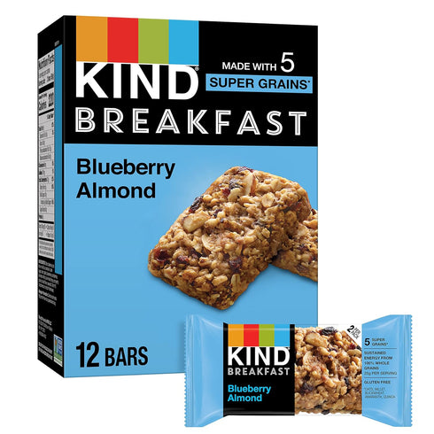 KIND Breakfast, Healthy Snack Bar, Blueberry Almond, Gluten Free Breakfast Bars, 100% Whole Grains, 1.76 OZ Packs (6 Count)...