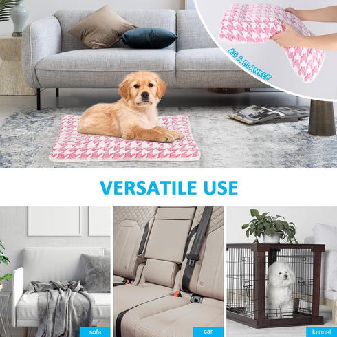 Dog Bed Mat, Reversible Crate Pad for Medium Small Dogs, Machine Washable, Portable and Soft Pet Bed Pad/Mat for 22-inch Kennel-Pink...