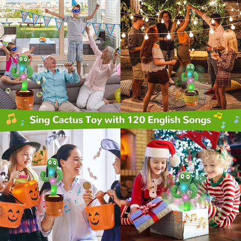 Dancing Cactus Toy Talking Cactus Singing and Repeat What You Say for Baby Cactus Plush Toy Mimicking Electric Toy with Lighting Interactive Toy f...