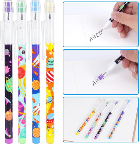 Kolewo4ever 48pcs Space Multi Point Pencils Fun Astronaut Pencils Planet Rocket Space Ship Pencils Non Sharpening Pop up Pencil for Classrooms, St...