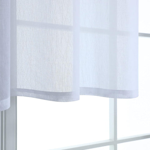 Mrs.Naturall Pure White Small Window Curtain Panel for Kitchen Light Filtering Sheer Curtain Tiers for Nursery with Rod Pocket 30 x 30 Inch Set of...