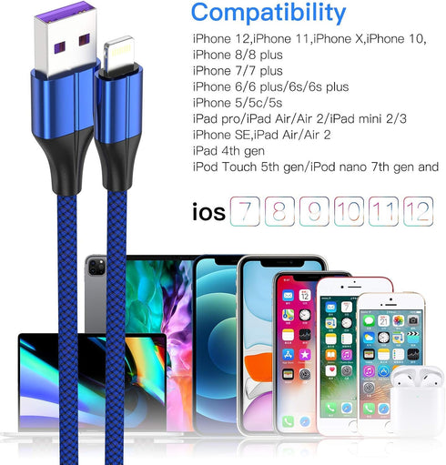 [MFi Certified Lightning Cable,3 Pack 3 Ft iPhone Charger Cable & Data Sync Fast 3 Foot Nylon Braided Cord Compatible with iPhone Xs max/xr/x/8/8 ...