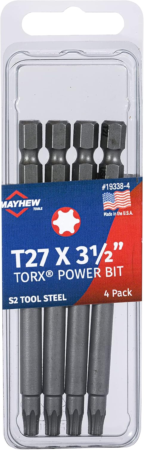 Mayhew Tools 19338-4 USA Torx Power Bit, T27 x 3.5", 4-Pack...