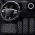 9 Pcs Bling Car Accessories Set for Women, Diamond Steering Wheel Cover, Rhinestone Center Console Pad Seat Safety Belt Pad Handbrake Cover Gear S...