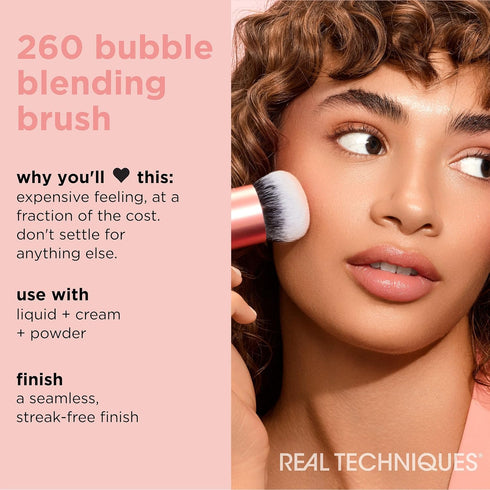 Real Techniques Bubble Blending Makeup Brush, Multipurpose Face Brush For Liquid, Cream, & Powder Makeup, Unique Bubble Brush Head, Synthetic Bris...