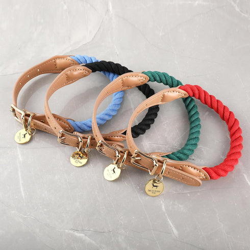 Park Life Designs Wander Rope Collar, Red, Small, Cotton Rope and Vegan Leather Clasp, Pet Accessories...