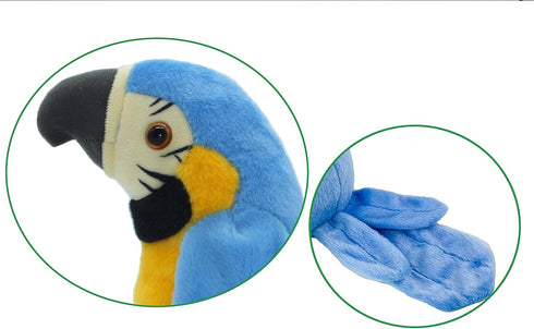 Talking Parrot Repeats What You Say Talking Bird Plush Animal Toy Electronic Plush Parrot for Boy and Girl Gift,4.3 x 8.7 inches(Blue)...