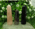 Amazing Gemstone Set of 3 Amethyst, Rose Quartz, Black Tourmaline Crystal Towers - Natural Healing Crystal Point Obelisk for Reiki Healing and Cry...