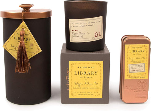 Paddywax Candles TRL01Z Library Collection Scented Travel Tin Candle, Edgar Allan Poe...