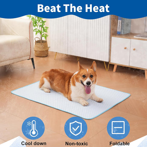 Dog Cooling Mat, Portable Pets Cooling Mat for Pets Family Use, Pets Cooling Pad Durable Machine Washble, Indoor Outdoor Uses in Crate, Kennel, Be...