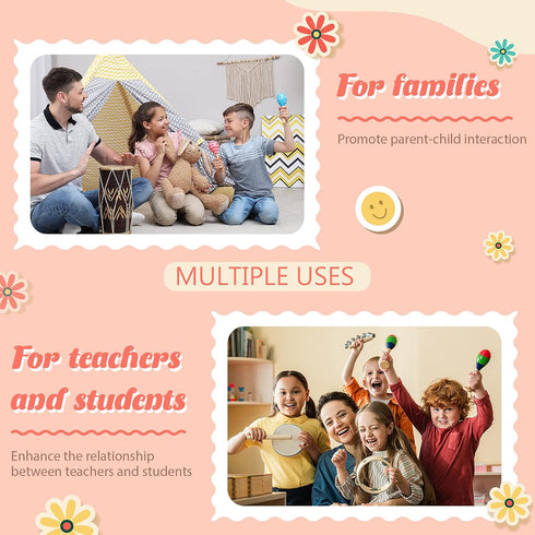 Leitee 6 Pcs DIY Mini Wooden Maracas Rattles Egg Shaker Kids Musical Party Favor Baby Shaker Sand Hammer Toy, Assorted Designs, Maracas for Kids, ...