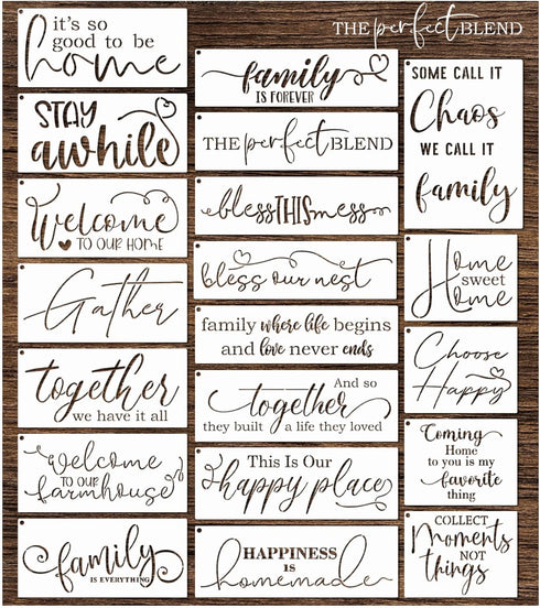 Word Stencils for Painting On Wood Sign Canvas Fabric, Reusable Welcome Farmhouse Burning Inspirational Art Craft Paint Stencil for Shirt Family F...