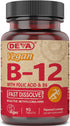 DEVA Vegan Vitamin B12 Fast Dissolve Supplement - Once-Per-Day Complex with 1000 Mcg Methylcobalamin B12, Folic Acid, B6 - Lemon Flavor - 90 Disso...
