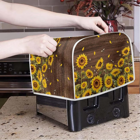 Sunflower Print Toaster Cover Dustproof Bread Maker Cover Toaster Accessories, Universal 2 Slice Oven Cover Appliance Cover Toaster Dust, Washable...