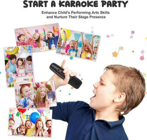 Mini Karaoke Machine for Kids Portable Bluetooth 5.3 Speaker Led Lights with 2 Wireless Microphones Karaoke Gifts for Girls Boys Audlt Birthday Ch...