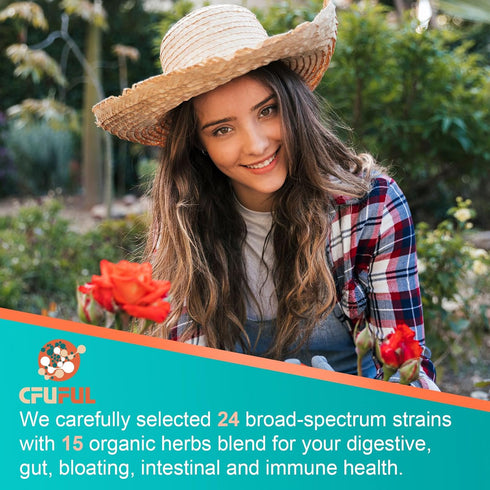 Probiotics for Women & Men - 300 Billion CFU & 24 Strains Probiotic with 15 Organic Herbs Prebiotics Blend, for Overall Digestive Health, Immune, ...