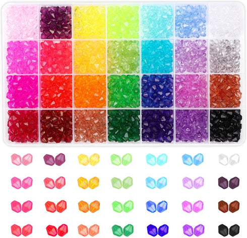Paxcoo 1120Pcs Crystal Beads for Jewelry Making, Crystal Acrylic Beads Faceted Jewelry Beads Bicone Gem Beads jewel for Jewelry Making (8 MM)...