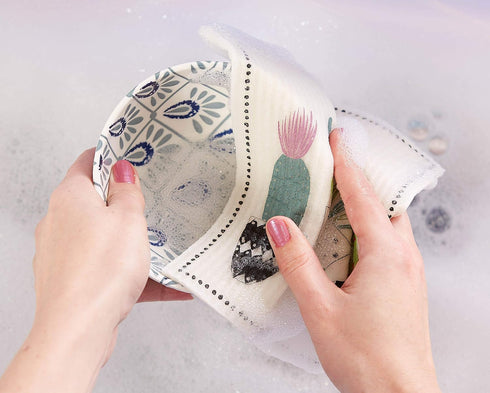 DII Swedish Dishcloths for Kitchen & Cleaning, Reusable, Machine Washable & Dishwasher Safe, Biodegradable, 7.75 x 6.75, Succulents, 3 Piece...