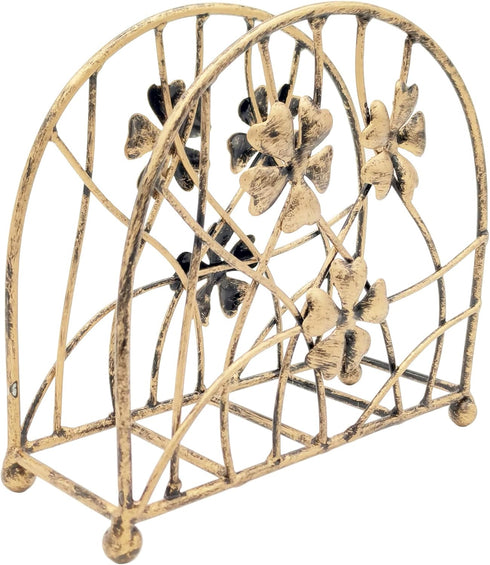 Antique Bronze Metal Floral Petals & Branches Tabletop Napkin Holder, Freestanding Tissue Dispenser...