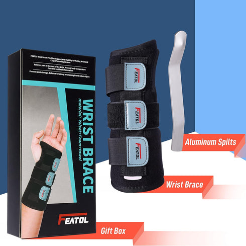FEATOL Wrist Brace Hand Brace, Carpal Tunnel Wrist Splint Night Support for Women Men, Pain Relief Support -Tendonitis, Arthritis, Sprain, Right H...