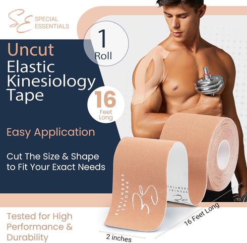 Kinesiology Tape - Premium Cotton Waterproof Sports Tape for Targeted Muscle Support, Pain Relief, & Enhanced Performance 20 Count, 10” Precut & U...