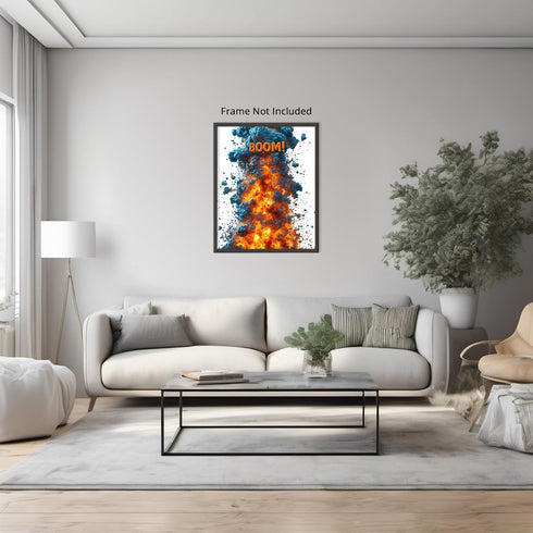 Posterizer 1 pcs-A comic book style explosion with the word BOOM -2-Art in Pop Style Gift for Superhero, Comic Book Fans Decor for Game Room or Ma...