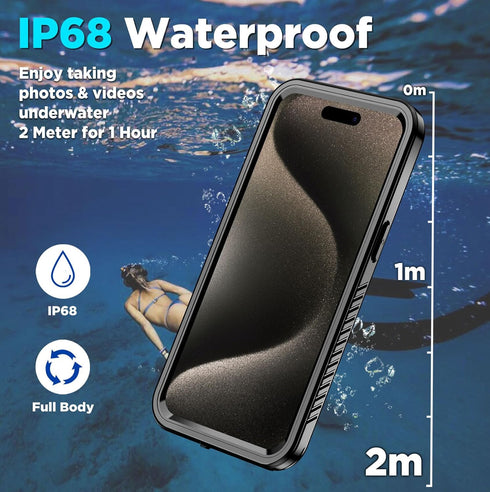 Magnetic for iPhone 15 Pro Case Waterproof with Built-in Screen Protector,Compatible with MagSafe Shockproof Dustproof Heavy Duty Full Body Protec...