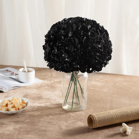 10pcs Hydrangea Silk Flowers Heads with Stems Artificial Hydrangea Flowers for Wedding Home Party Baby Shower Decor (Black)...