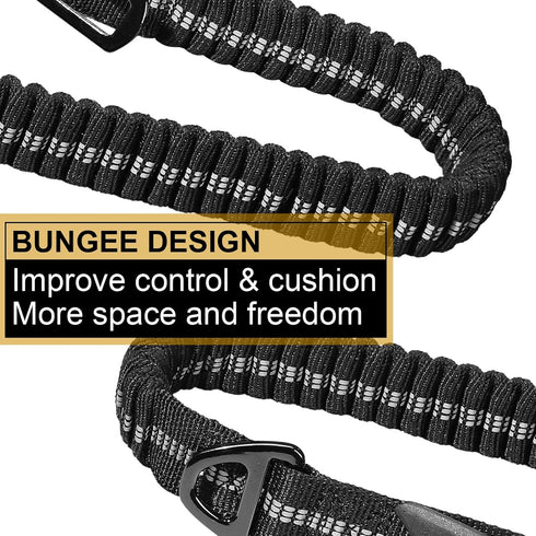 Heavy Duty Dog Leash, 4-6FT Shock Absorbing Tactical Dog Leash with 2 Padded Handles, Advanced Easy Metal Clip, No Pull Reflective Dog Leash for M...