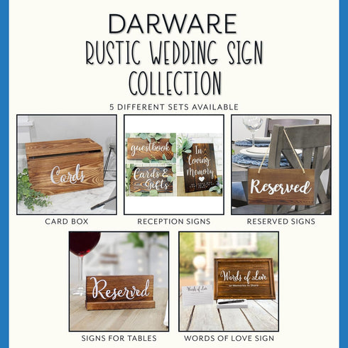 Darware Hanging Wooden Reserved Signs (6-Pack, White); Rustic Style Wood Signs for Weddings, Special Events, and Functions...