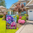 Welcome Spring Hummingbird Iris Garden Flag Double Sided, Purple Flower Bird Yellow Butterfly Decorative House Yard Outdoor Small Decor, Summer Fl...