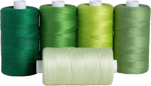 Connecting Threads 100% Cotton Thread Sets - 1200 Yard Spools (Set of 5 -Forest Grove)...